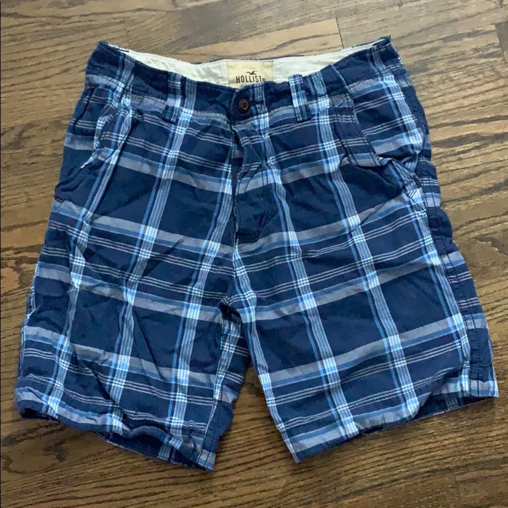 Blue Pattern Plaid Shorts